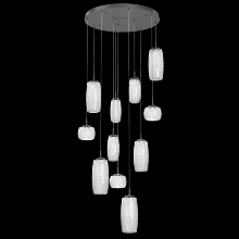 Hammerton CHB0091-11-GP-C-C01-L3 - Vessel 11pc Round Multi-Pendant-Graphite-Clear Blown Glass-Cloth Braided Cord-LED 3000K