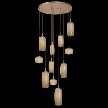 Hammerton CHB0091-11-NB-B-C01-L3 - Vessel 11pc Round Multi-Pendant-Novel Brass-Bronze Blown Glass-Cloth Braided Cord-LED 3000K