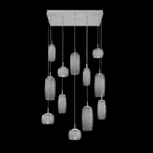 Hammerton CHB0091-12-CS-S-C01-L3 - Vessel 12pc Square Multi-Pendant-Classic Silver-Smoke Blown Glass-Cloth Braided Cord-LED 3000K