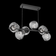 Hammerton PLB0086-T6-MB-FS-001-L1 - Luna 6pc Twisted Branch-Matte Black-Floret Inner - Smoke Outer-Threaded Rod Suspension-LED 2700K