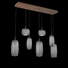 Hammerton PLB0091-07-BB-S-C01-L3 - Vessel 7pc Linear Multi-Pendant-Burnished Bronze-Smoke Blown Glass-Cloth Braided Cord-LED 3000K