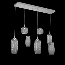 Hammerton PLB0091-07-CS-S-C01-L1 - Vessel 7pc Linear Multi-Pendant-Classic Silver-Smoke Blown Glass-Cloth Braided Cord-LED 2700K