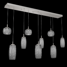 Hammerton PLB0091-09-BS-S-C01-L3 - Vessel 9pc Linear Multi-Pendant-Beige Silver-Smoke Blown Glass-Cloth Braided Cord-LED 3000K