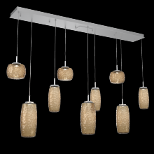 Hammerton PLB0091-09-CS-B-C01-L3 - Vessel 9pc Linear Multi-Pendant-Classic Silver-Bronze Blown Glass-Cloth Braided Cord-LED 3000K