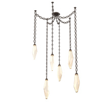 Hammerton SNB0050-06-FB-CA-CH2-L3 - Rock Crystal Multi Light Pendant Multi Port Canopy Flat Bronze