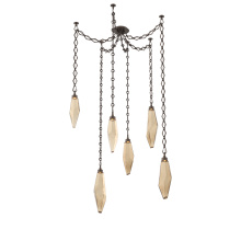 Hammerton SNB0050-06-FB-CB-CH1-L3 - Rock Crystal Multi Light Pendant Multi Port Canopy Flat Bronze
