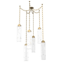 Hammerton SNB0056-06-GB-LC-CH1-L3 - Ledgestone Multi Light Pendant Multi Port Canopy Gilded Brass