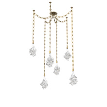 Hammerton SNB0059-06-GB-BC-CH3-L3 - Blossom Multi Light Pendant Multi Port Canopy Gilded Brass