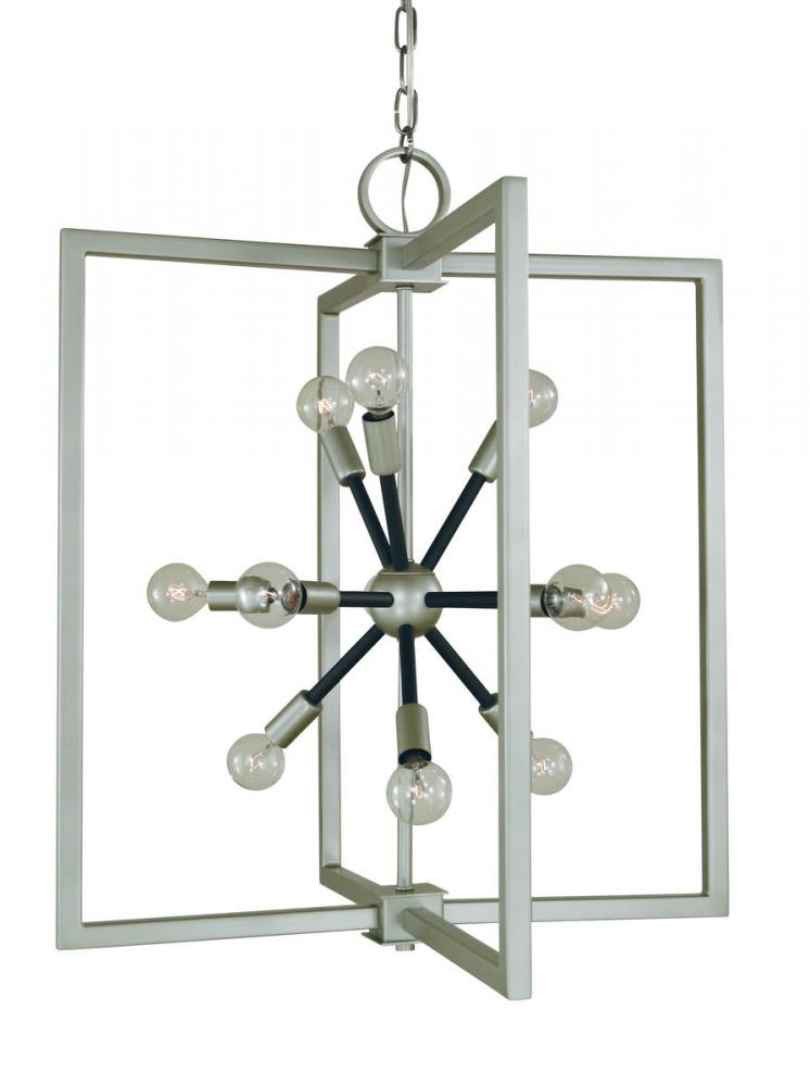 11-LIGHT SATIN PEWTER/MATTE BLACK PYXIS CHANDELIER