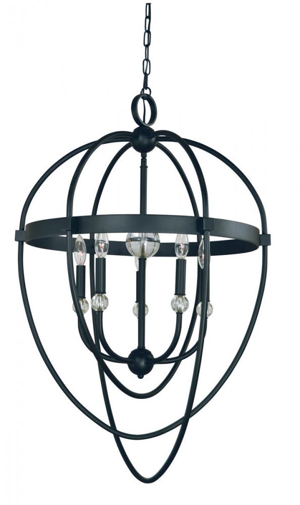 5-LIGHT MATTE BLACK AURORA CHANDELIER