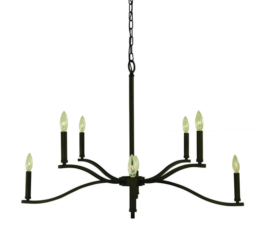 8-LIGHT IRON BRIDGEPORT DINING CHANDELIER