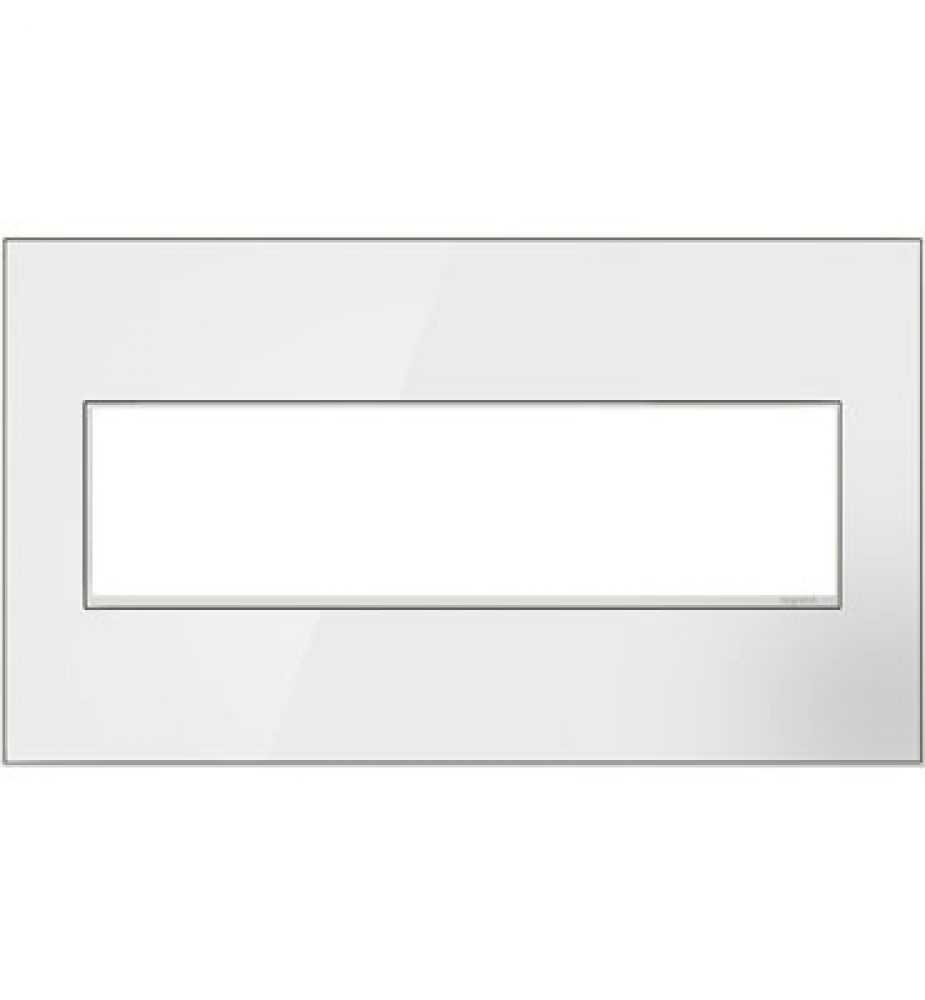 Adorne® Mirror White-on-White Four-Gang Screwless Wall Plate