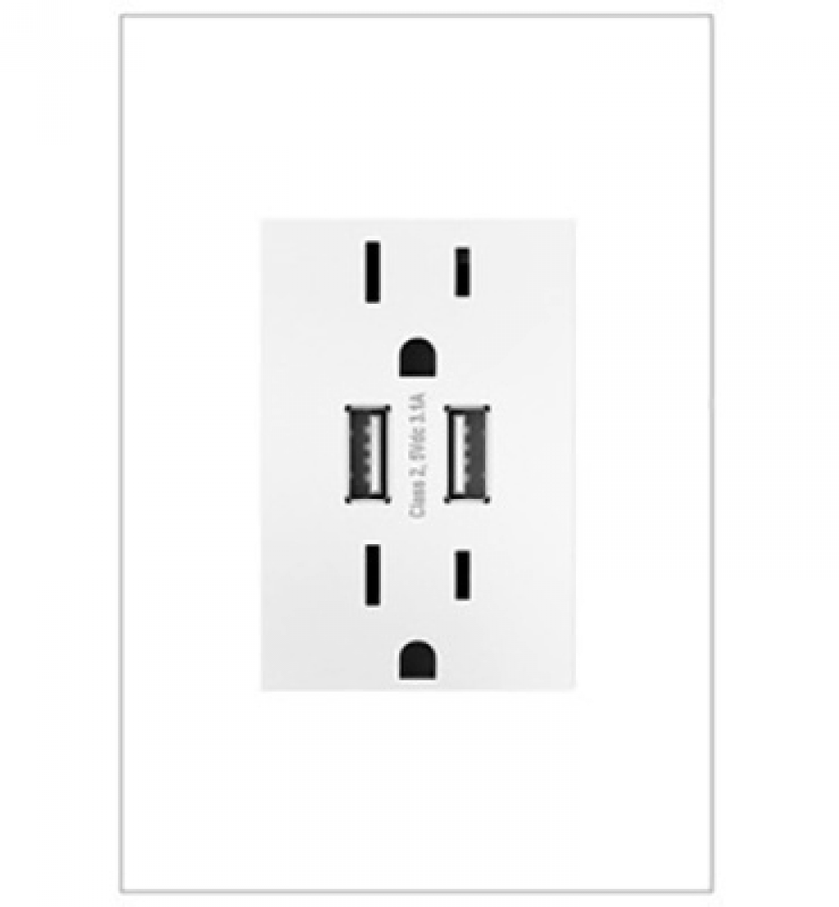 adorne? Dual-USB Outlet , White