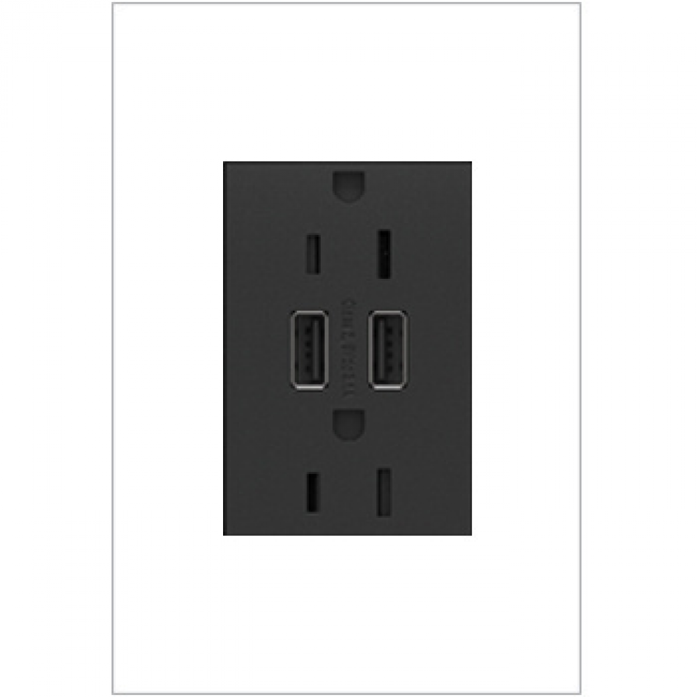 adorne® Dual-USB Outlet , Graphite