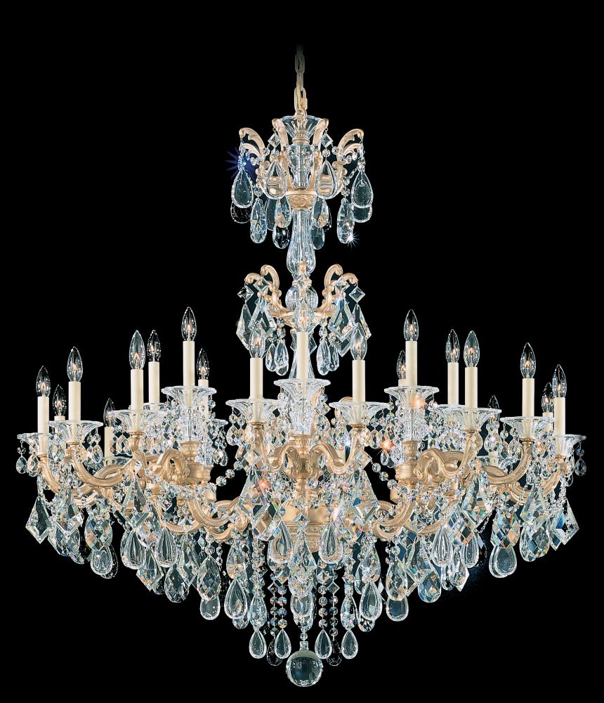 La Scala 24 Light 120V Chandelier in Florentine Bronze with Heritage Handcut Crystal