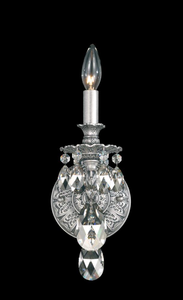 Milano 1 Light 120V Wall Sconce in Antique Silver with Clear Radiance Crystal