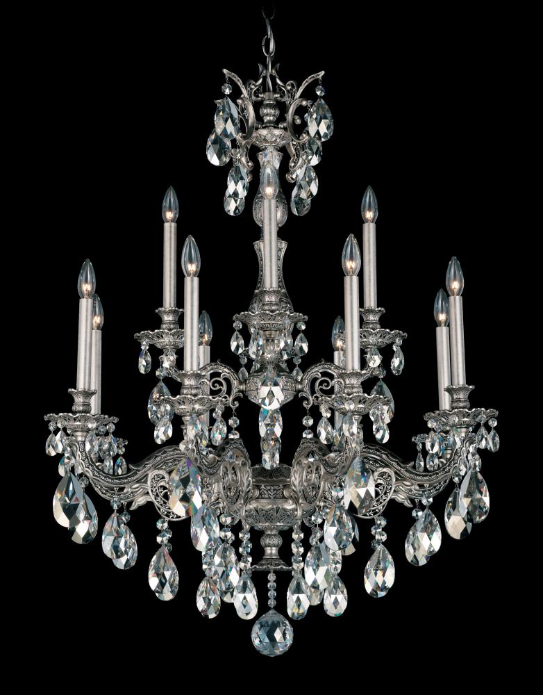 Milano 12 Light 120V Chandelier in Heirloom Gold with Clear Radiance Crystal