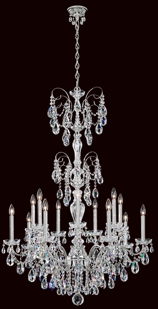 Sonatina 14 Light 120V Chandelier in Polished Silver with Clear Heritage Handcut Crystal