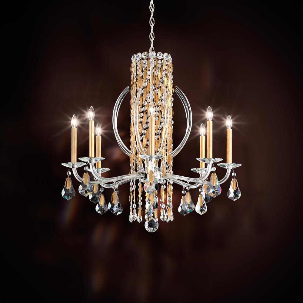 Siena 8 Light 120V Chandelier in Heirloom Gold with Heritage Handcut Crystal