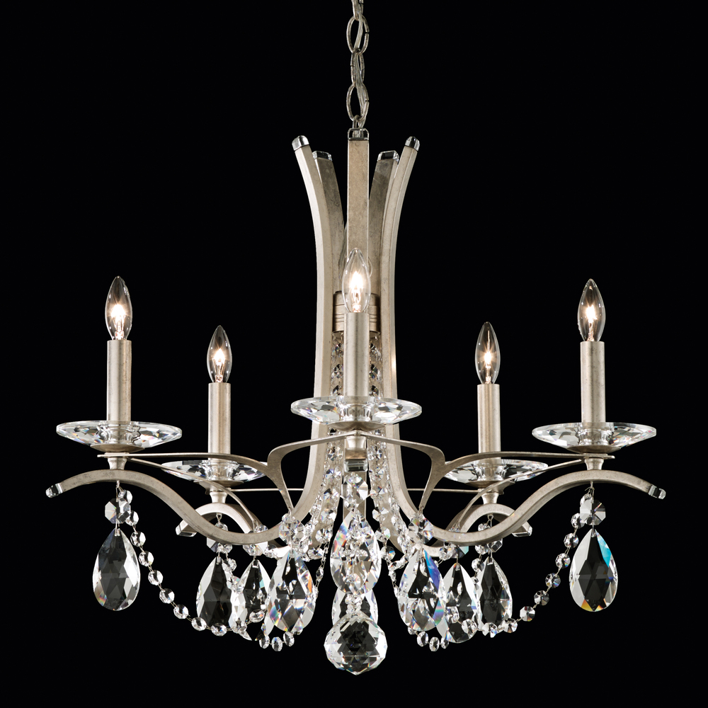 Vesca 5 Light 120V Chandelier in Ferro Black with Clear Heritage Handcut Crystal