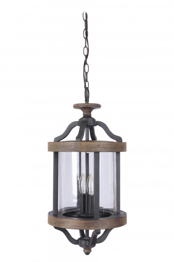 Ashwood 2 Light Outdoor Pendant in Textured Black/Whiskey Barrel