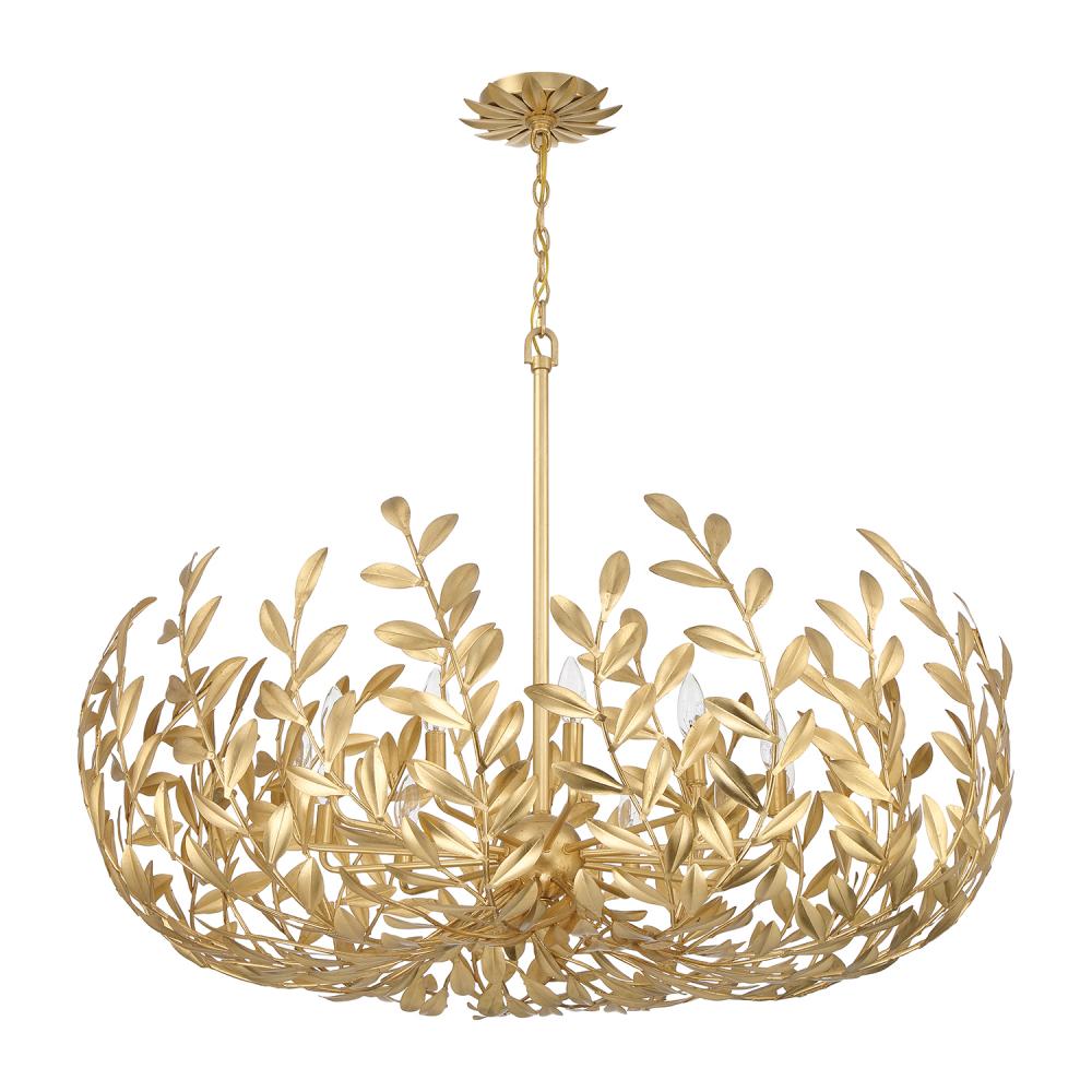 Broche 12 Light Antique Gold Chandelier