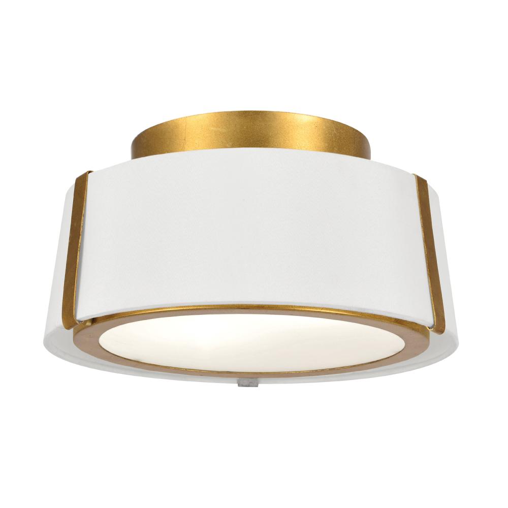 Fulton 2 Light Antique Gold Semi Flush Mount