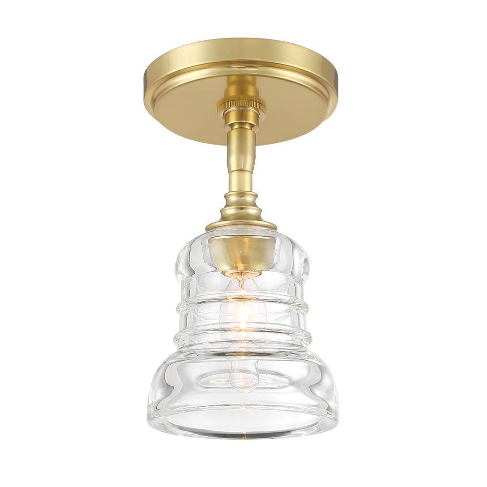 Gregory 1 Light Aged Brass Semi Flush Mount