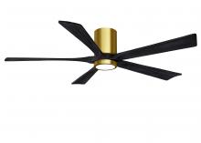 Matthews Fan Company IR5HLK-BRBR-BK-60 - Irene-5HLK-60" Five Blade Flush Mount Paddle Fan-5CCT Integrated LED-Brushed Brass Finish