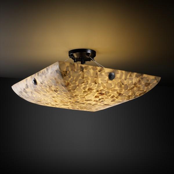 18" Semi-Flush Bowl w/ Concentric Squares Finials