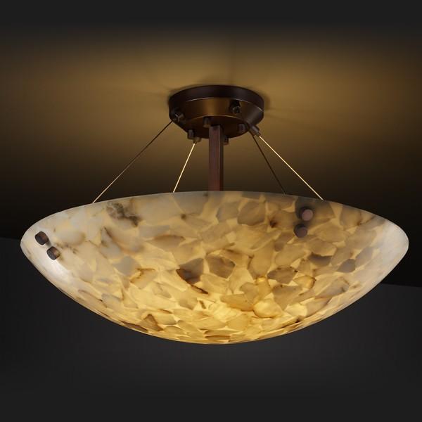 48" LED Semi-Flush Bowl w/ PAIR CYLINDRICAL FINIALS