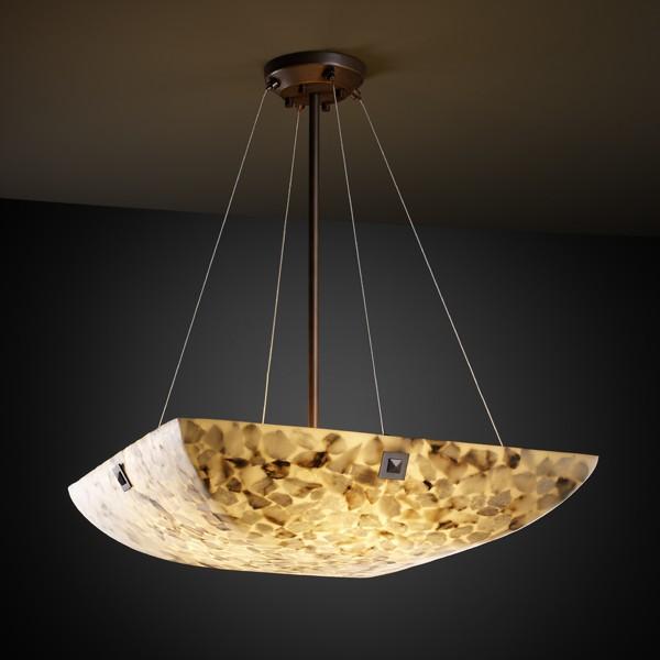 18" LED Pendant Bowl w/ PAIR SQUARE FINIALS