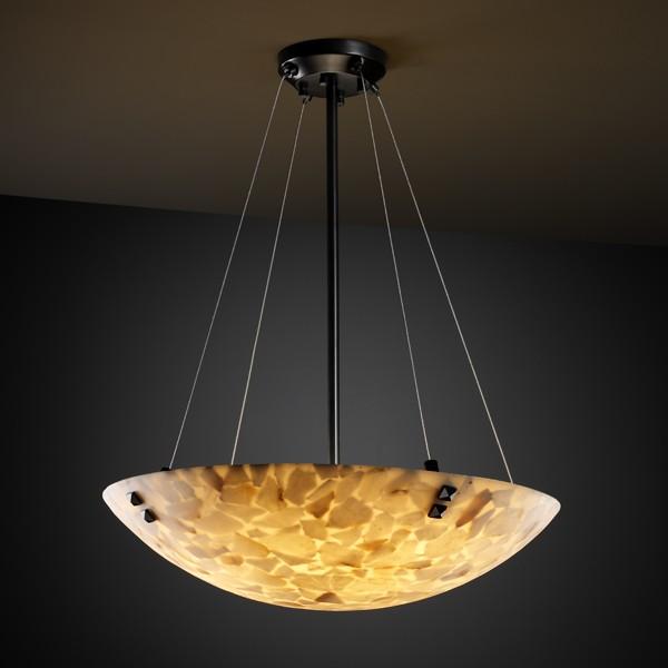 48" LED Pendant Bowl w/ PAIR CYLINDRICAL FINIALS