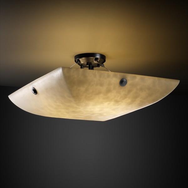 48" Semi-Flush Bowl w/ Pair Cylindrical Finials