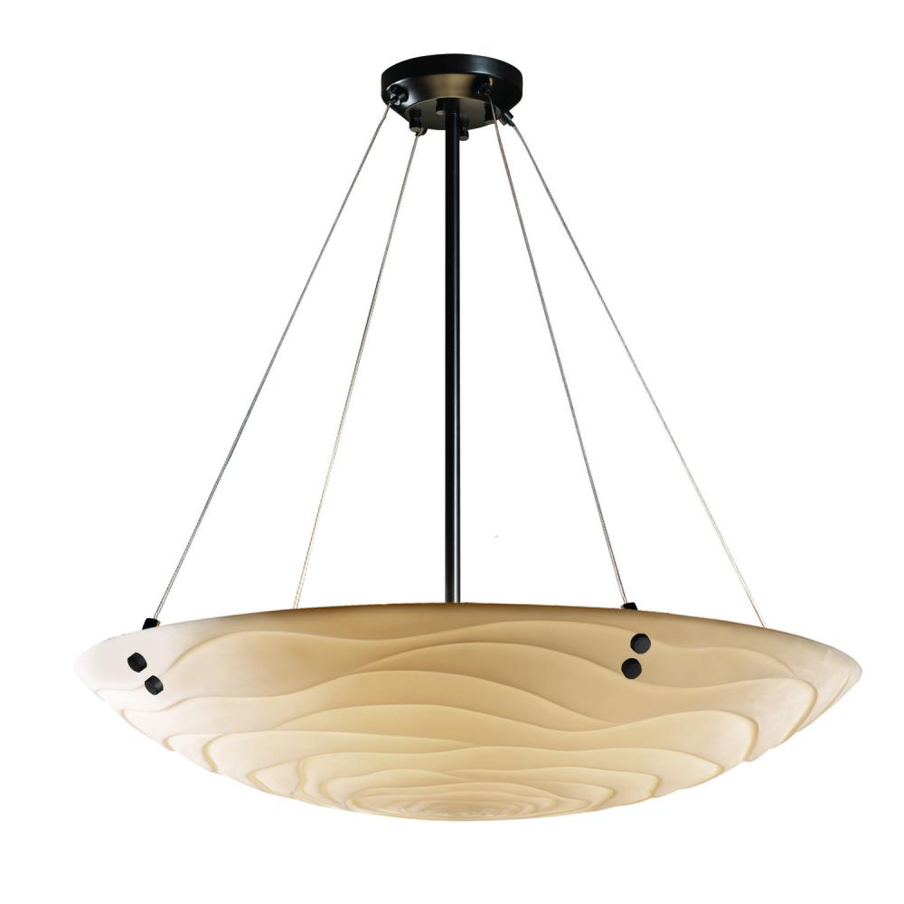 36" LED Pendant Bowl w/ PAIR SQUARE W/ POINTS FINIALS