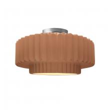 Justice Design Group CER-6373-ADOB-NCKL - Medium Tier Pleated Semi-Flush