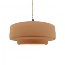 Justice Design Group CER-6543-ADOB-MBLK-BEIG-TWST - Medium Tier 1-Light Pendant