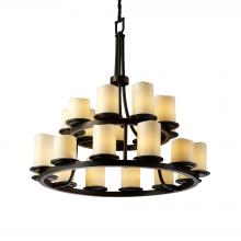 Justice Design Group CNDL-8767-14-CREM-DBRZ-LED21-14700 - Dakota 21-Light 2-Tier Ring LED Chandelier