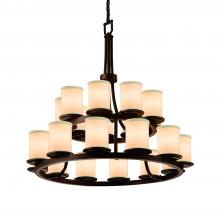 Justice Design Group FAB-8767-10-CREM-DBRZ - Dakota 21-Light 2-Tier Ring Chandelier