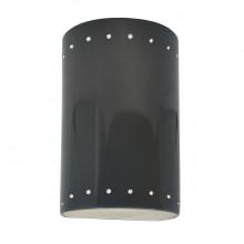 Justice Design Group CER-0990W-GRY - Small Cylinder w/ Perfs - Closed Top (Outdoor)