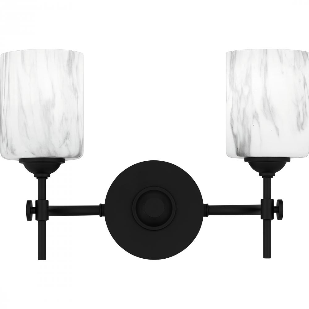 Aria 2-Light Matte Black Bath Light