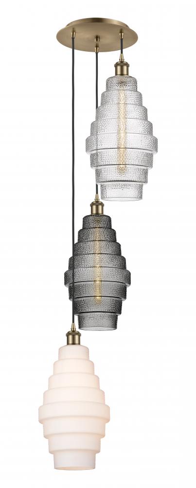 Cascade - 3 Light - 15 inch - Antique Brass - Cord hung - Multi Pendant