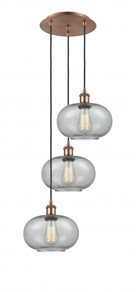 Gorham - 3 Light - 16 inch - Antique Copper - Cord Hung - Multi Pendant