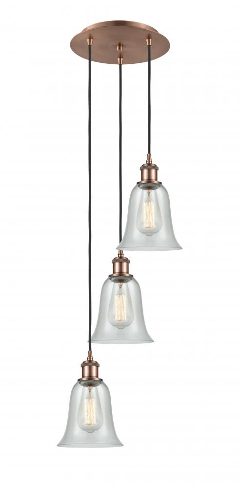 Hanover - 3 Light - 13 inch - Antique Copper - Cord Hung - Multi Pendant