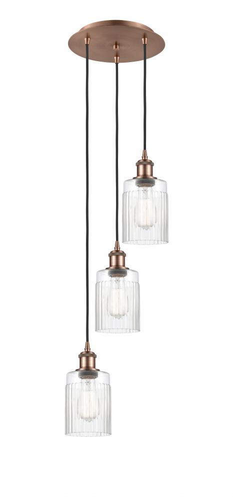 Hadley - 3 Light - 11 inch - Antique Copper - Cord Hung - Multi Pendant