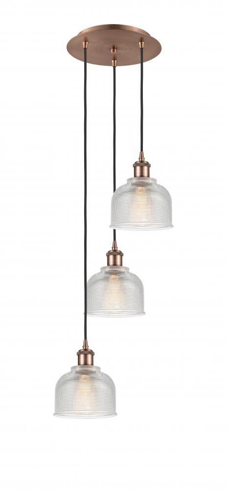 Dayton - 3 Light - 12 inch - Antique Copper - Cord Hung - Multi Pendant