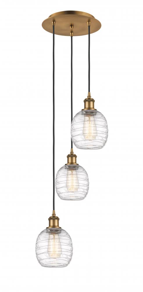 Belfast - 3 Light - 13 inch - Brushed Brass - Cord Hung - Multi Pendant