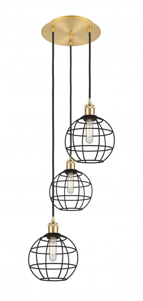 Lake Placid - 3 Light - 15 inch - Satin Gold - Cord Hung - Multi Pendant