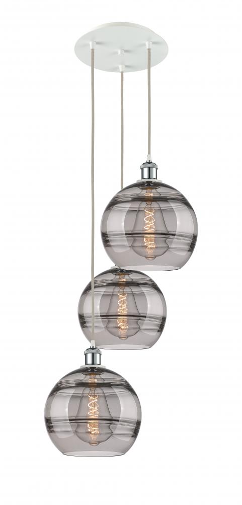 Rochester - 3 Light - 17 inch - White Polished Chrome - Cord Hung - Multi Pendant