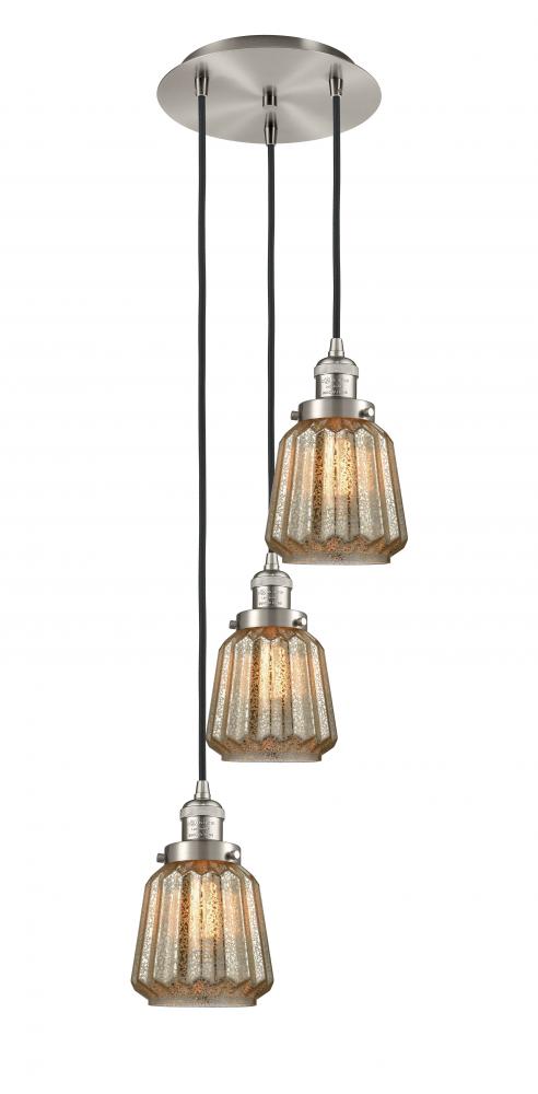 Chatham - 3 Light - 14 inch - Brushed Satin Nickel - Cord hung - Multi Pendant
